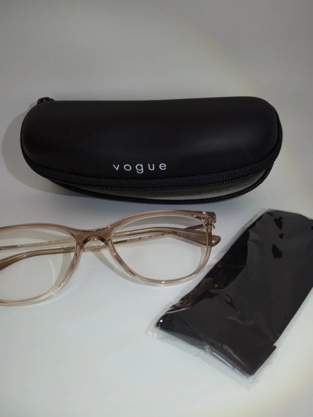 Vogue Women's Clear Beige Cat Eye Gold Eyewear.